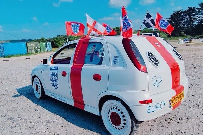 A Vauxhall Corsa decorated ahead of the Euro 2024