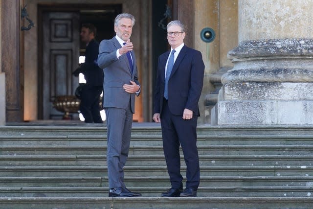 Prime Minister of the Netherlands Dick Schoof stands next to Sir Keir Starmer at Blenheim Palace 