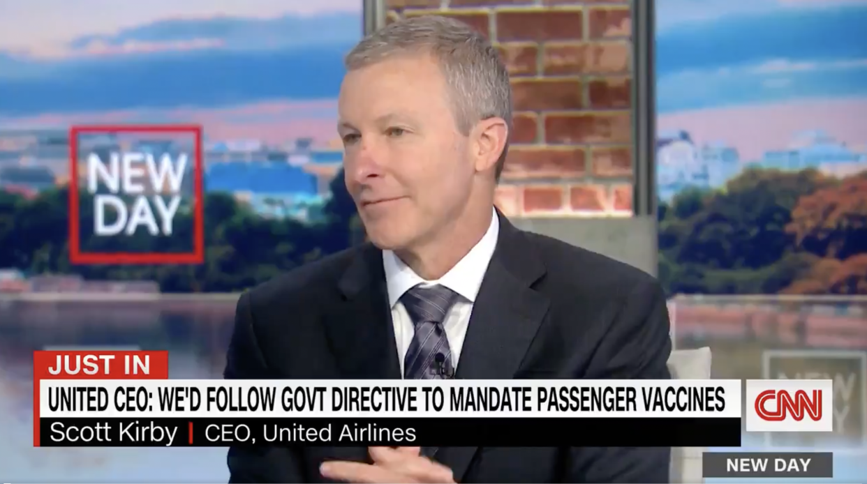 United Airlines CEO has said that the amount of people that have quit the company after the Covid-19 vaccine came into effect was in the “small digits” on CNN.  (New Day/CNN)