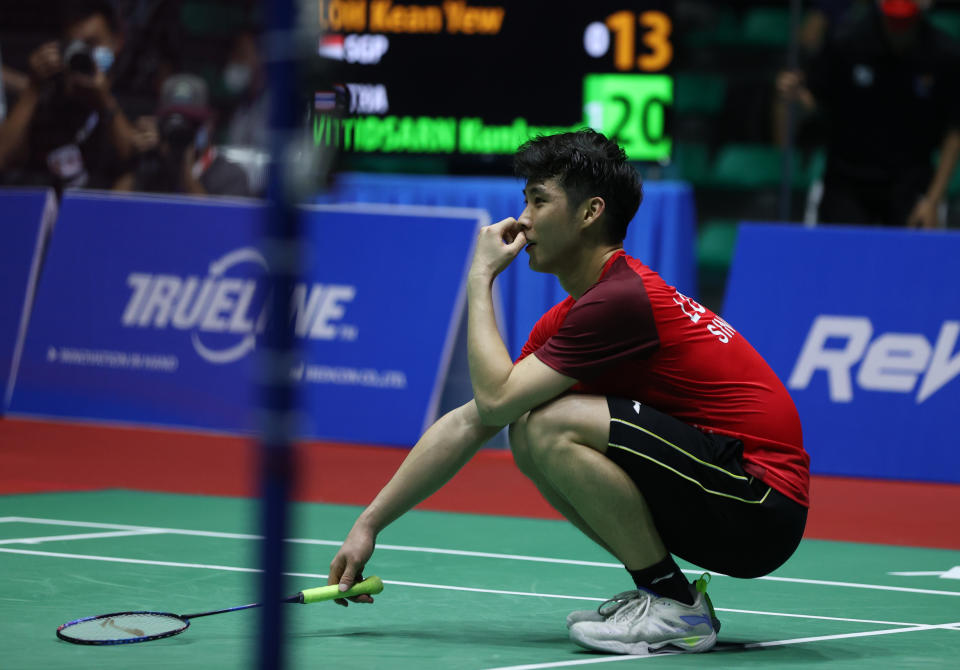 Singapore's shuttler Loh Kean Yew looking dejected during the men's singles final at the Hanoi SEA Games. (PHOTO: Sport Singapore/ Jeremy Lee