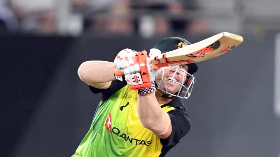 David Warner has helped Australia to a record T20 run chase to beat NZ in their tri-series clash