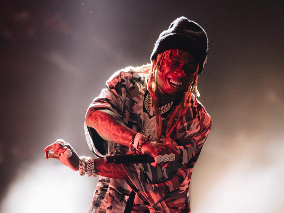 Lil Wayne performs onstage at a hip hop festival in Los Angeles on 13 August 2021 (Getty)