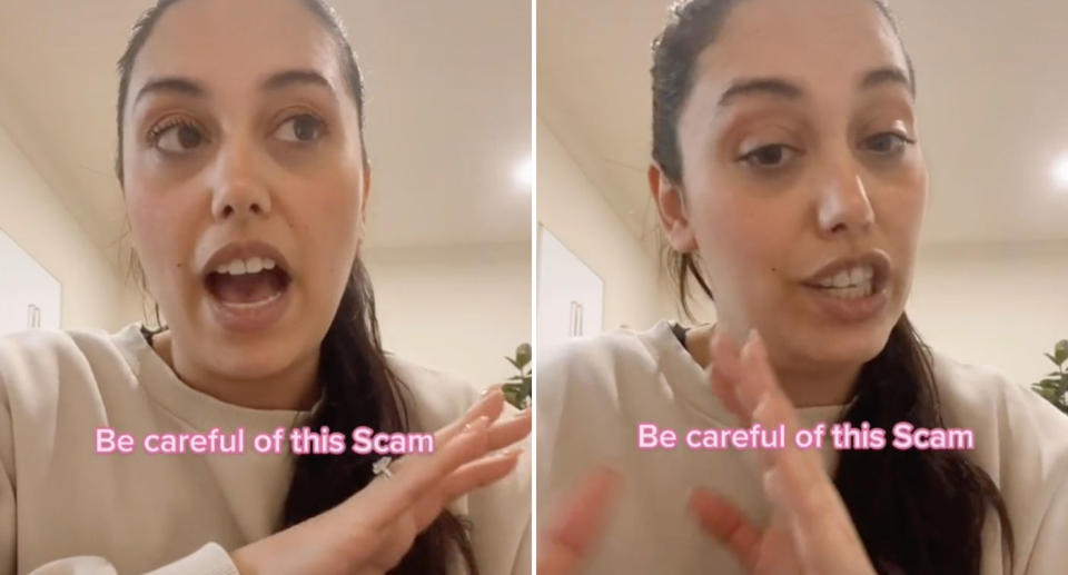 Pictured is Australian mum Eliza Nixon warning about how she got scammed.