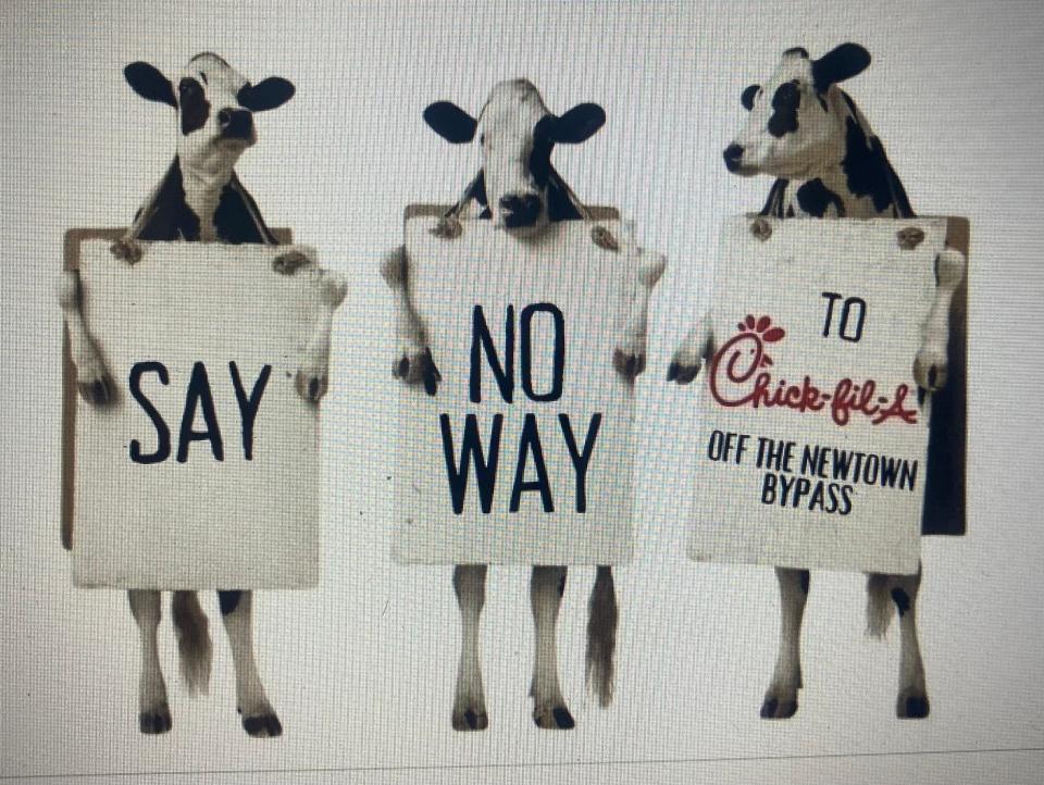 Cow meme published a Change.org petition opposing a Chick-Fil-A store on Upper Silver Lake Road in Newtown Township. Hundreds have signed, hoping to thwart the project.