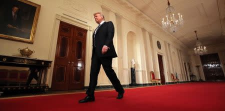 U.S. President Donald Trump arrives to announce his nomination of Neil Gorsuch for the empty associate justice seat of the U.S. Supreme Court at the White House in Washington, D.C., U.S., January 31, 2017. REUTERS/Carlos Barria