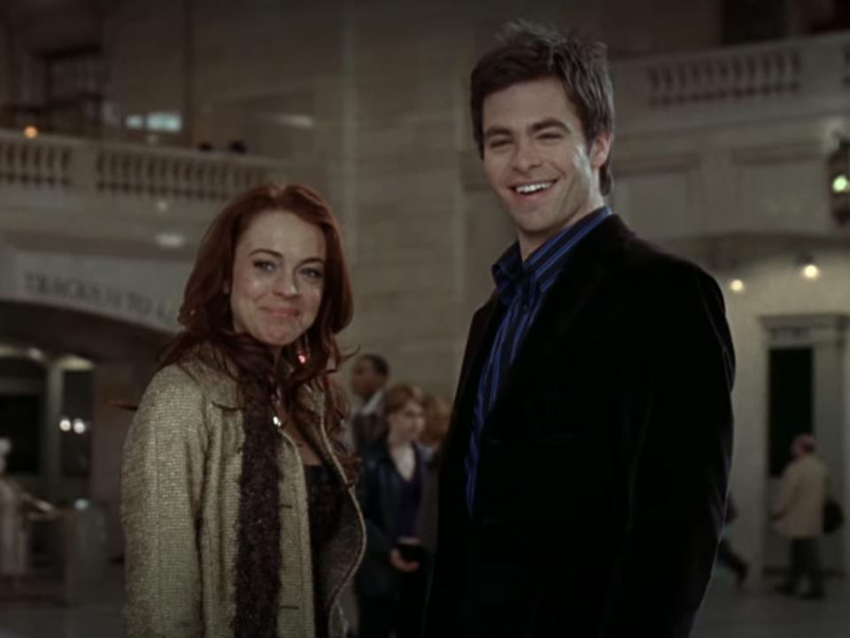 Lindsay Lohan and Chris Pine smile in "Just My Luck"