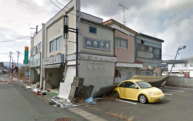 Screenshot from Google Maps shows the nuclear no-go zone where former residents have been unable to live because of the radiation spewing from the Fukushima Dai-ichi nuclear power plant.