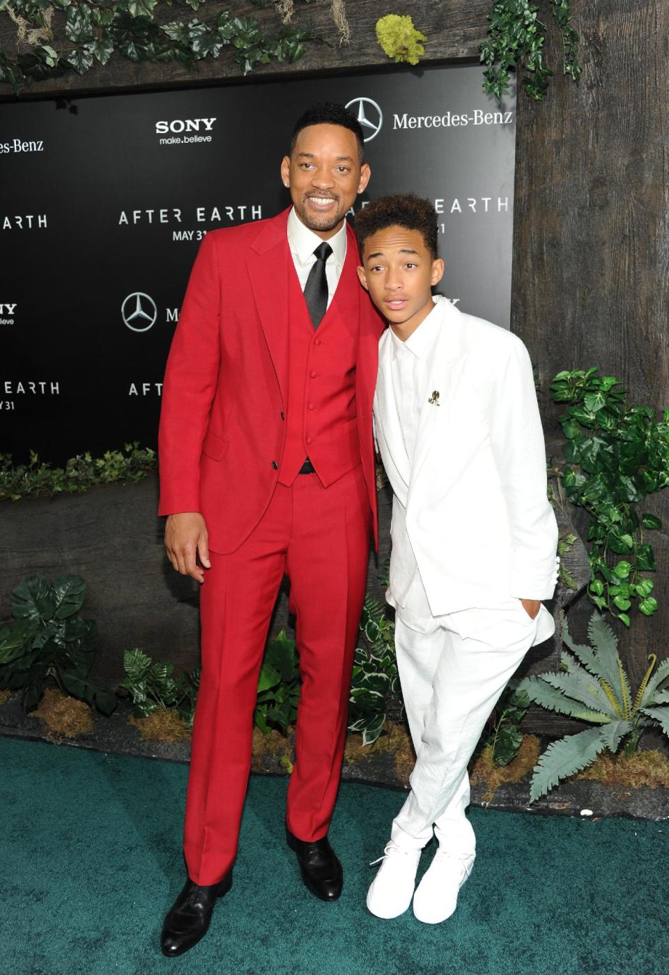 Actors Will Smith, left, and Jaden Smith attend the "After Earth" premiere at the Ziegfeld Theatre on Wednesday, May 29, 2013 in New York. (Photo by Evan Agostini/Invision/AP)