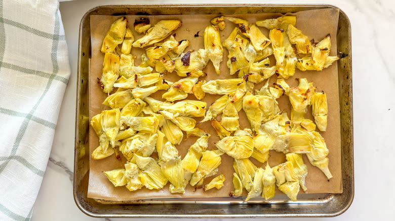Baked artichokes on sheet pan