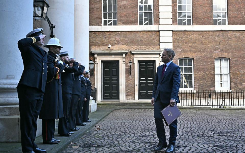 Grant Shapps, the Defence Secretary, arrives at Admiralty House in central London this morning