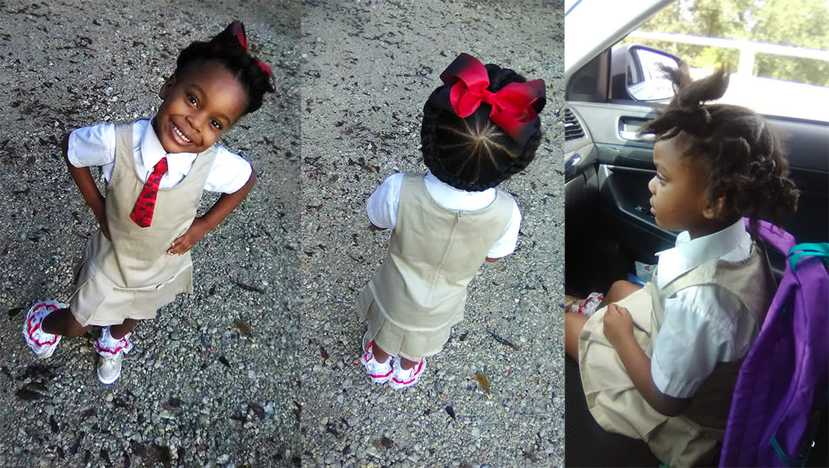 Five-year-old Charle-feigh’s first day of school hair drama story stole hearts all around the world. (Photo: Markeisha Simien via Facebook)