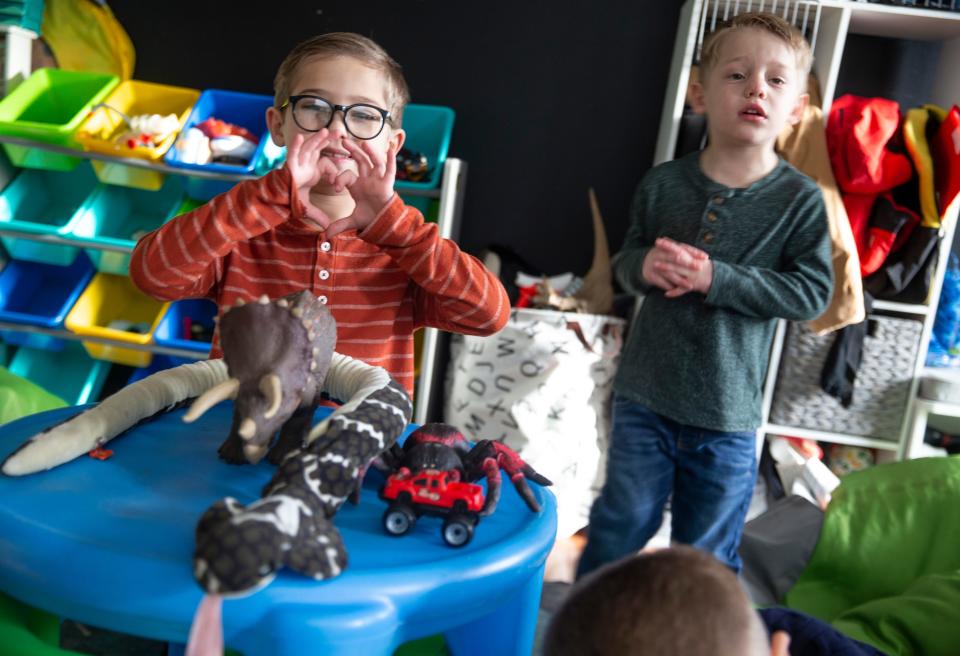 The Laskowski family of Barnegat is raising money for a service dog to help two of their boys. Six-year-old Ashton, left, has a potentially fatal nut allergy and 4-year-old Julian has autism.  
Barnegat, NJ
Thursday, February 15, 2024