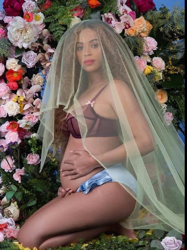 Bey's iconic pregnancy announcement. Source: Instagram