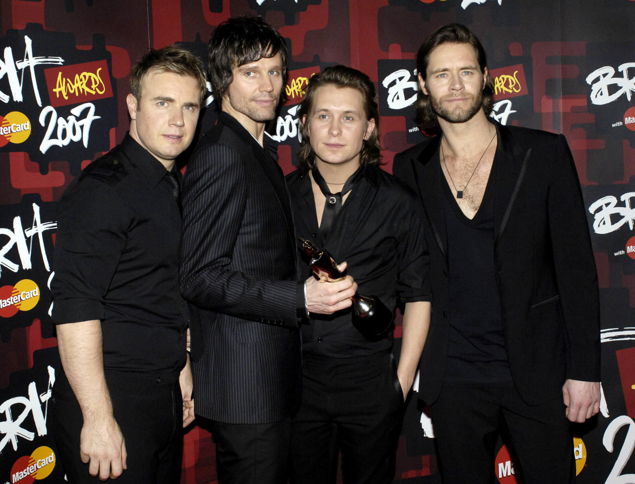 Gary Barlow, Jason Orange, Mark Owen and Howard Donald of Take That, winners of Best British Single for 