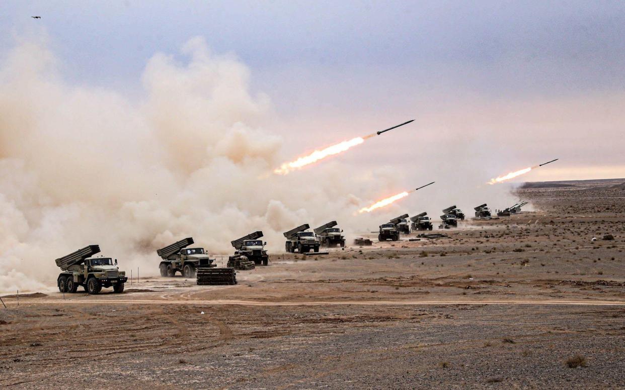 Missiles launched during a ground force drill by the Iranian army, October 2023