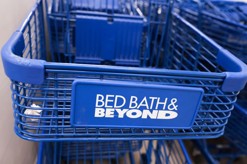 A shopping cart is seen at a Bed Bath & Beyond store in Manhattan, New York City