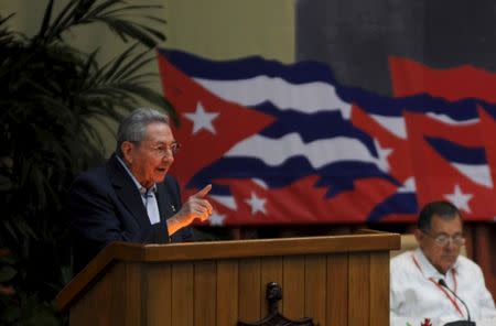 Cuba's President Raul Castro speaks during the opening ceremony of the seventh Cuban Communist Party (PCC) congress in Havana April 16, 2016. REUTERS/Omara Garcia/AIN/Handout via Reuters/Files