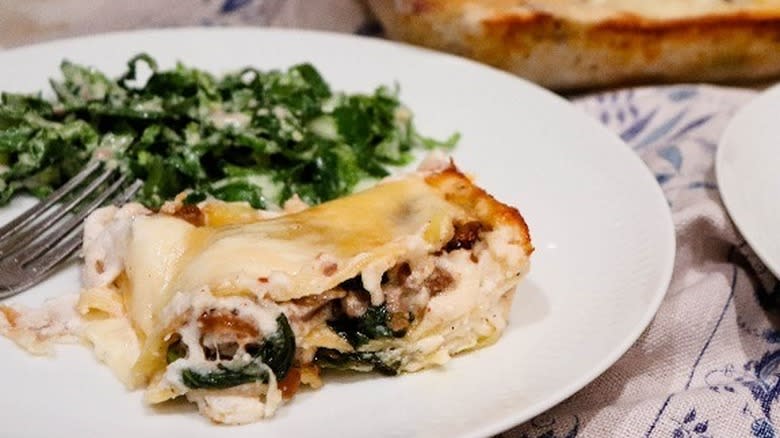 White sausage spinach lasagna 