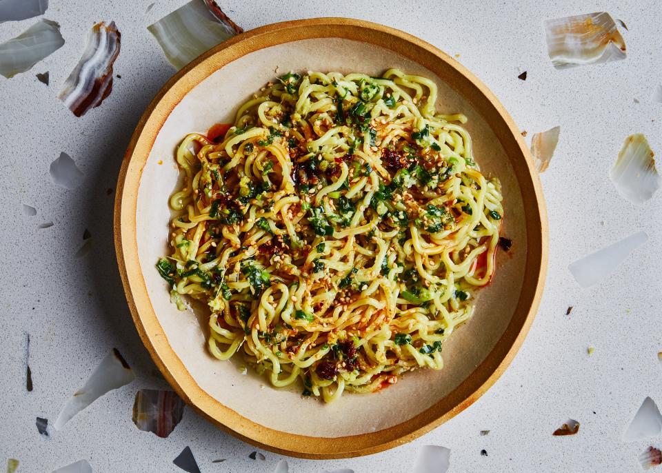 Peeling ginger is the most annoying thing about making these delicious Ginger Scallion Ramen Noodles. Don't even bother!