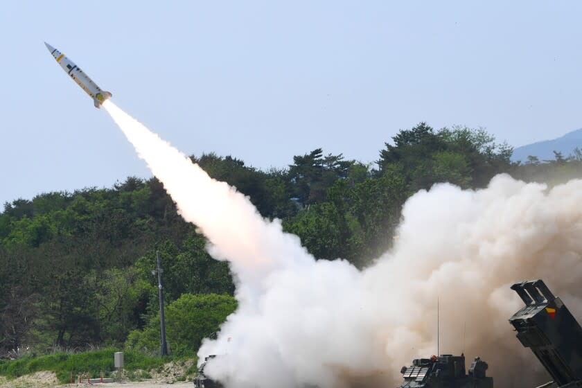 FILE - In this photo provided by South Korea Defense Ministry, a missile is fired during a joint training between U.S. and South Korea at an undisclosed location in South Korea, on May 25, 2022. The United States and South Korea will begin their biggest combined military training in years, starting Aug. 22, in the face of an increasingly aggressive North Korea, which has been ramping up weapons tests and threats of nuclear conflict against Seoul and Washington, the South's military said Tuesday, Aug. 16. (South Korea Defense Ministry via AP, File)