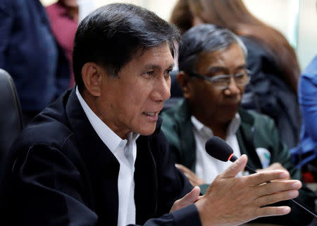 Department of Environment and Natural Resources (DENR) Secretary Roy Cimatu holds a news conference on the closure of Boracay island at the DENR office in Quezon City, Metro Manila, Philippines, April 6, 2018. REUTERS/Dondi Tawatao
