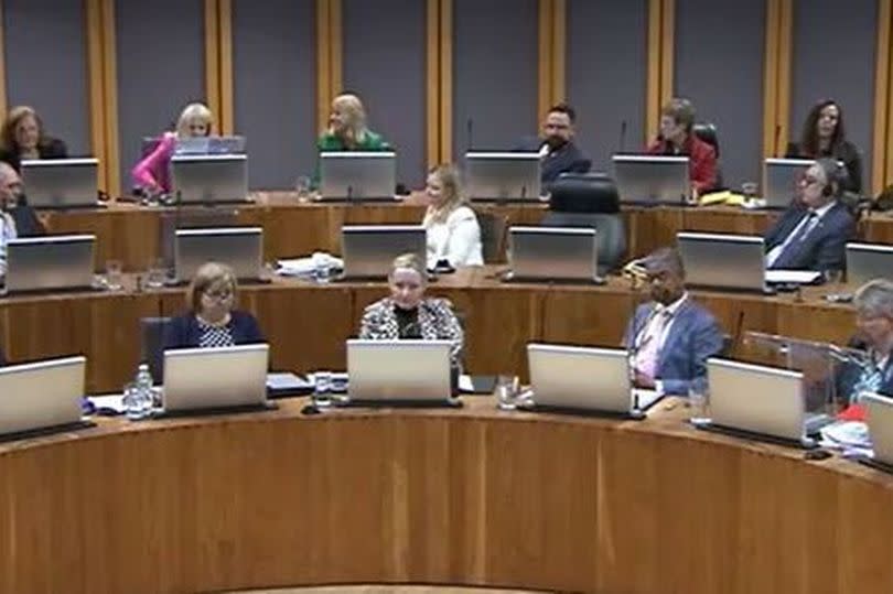 The Senedd benches full of politicians