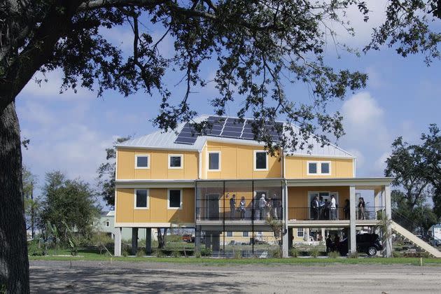 FILE - A home from actor Brad Pitt's Make It Right rebuilding project is seen in the Lower 9th Ward in New Orleans on Oct. 9, 2008. (Photo: (AP Photo/Bill Haber, File))