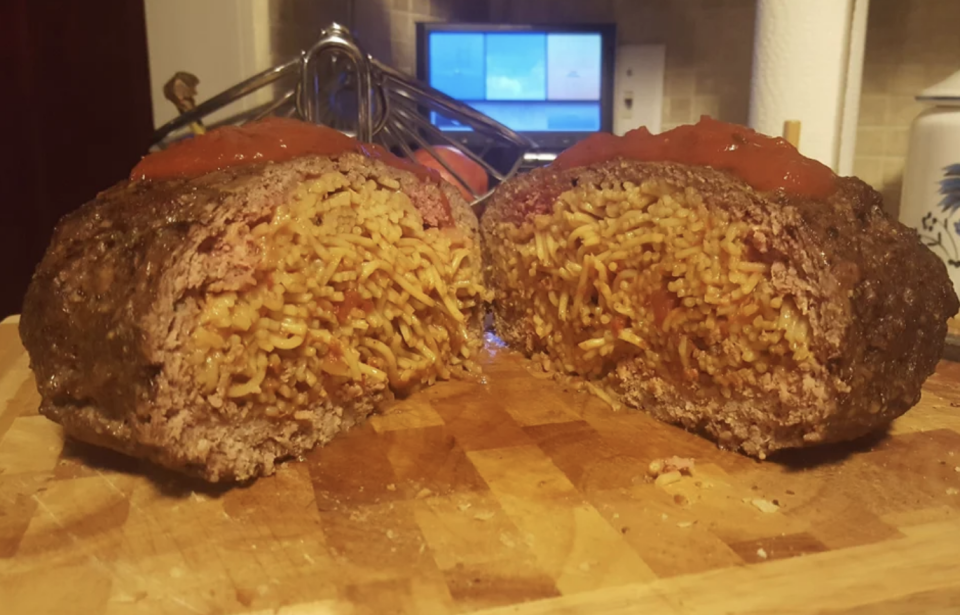 large pieces of meat with spaghetti inside