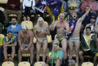 <p>Australia fans show support to their team during men’s water polo preliminary round match against Japan at the 2016 Summer Olympics in Rio de Janeiro, Brazil, Wednesday, Aug. 10, 2016. (AP Photo/Eduardo Verdugo) </p>