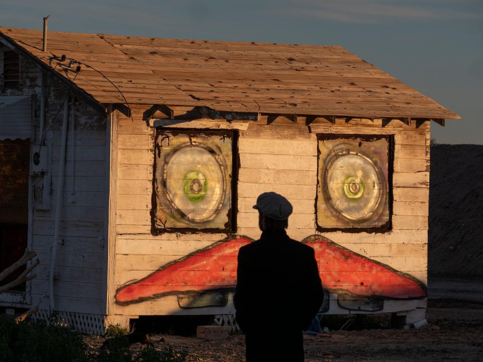 Graffiti gradually began popping up in Bombay Beach.