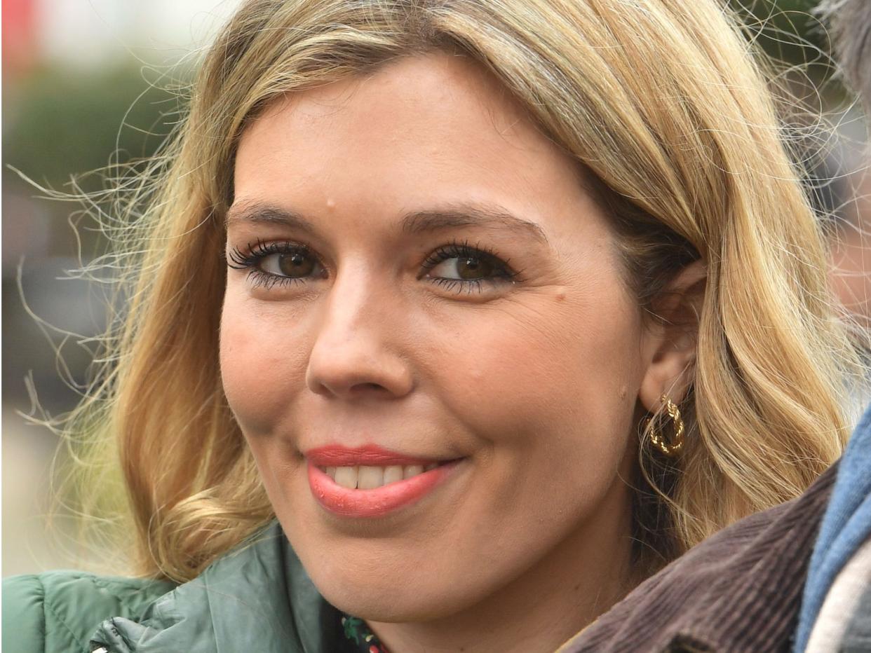 Activist Carrie Symonds takes part in an anti-whaling protest outside the Japanese Embassy in central London. (