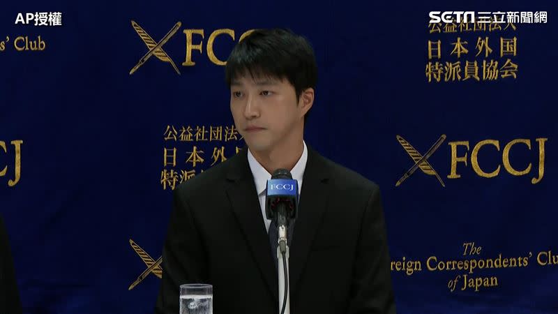 江宏傑赴日召開記者會正面對決福原愛。（圖／AP授權）