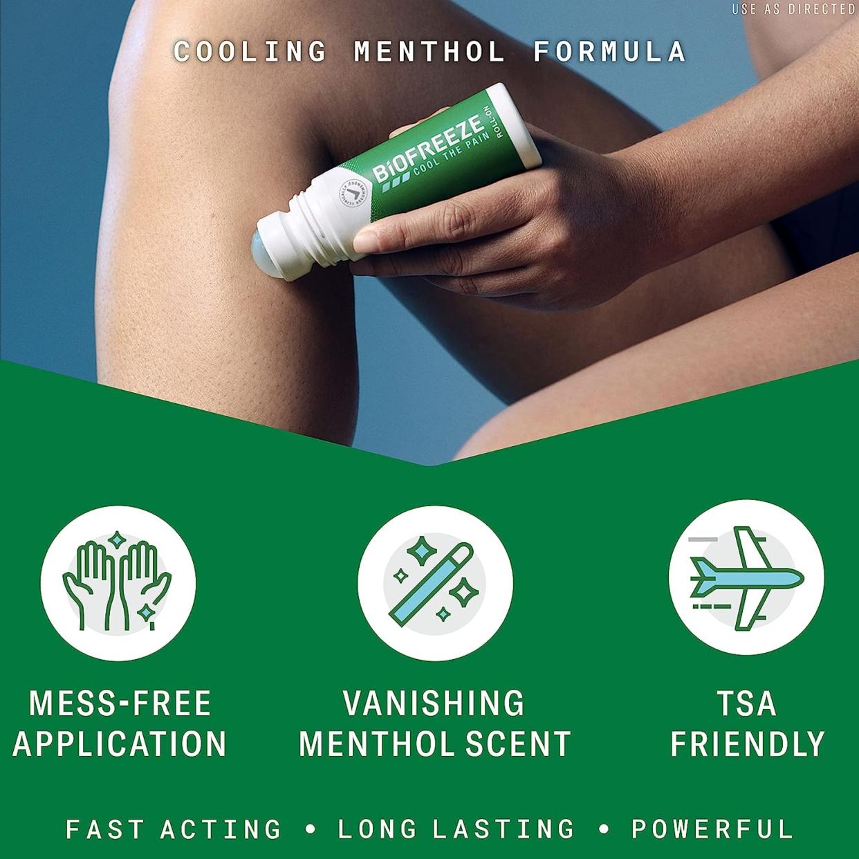 Biofreeze Roll-On Pain-Relieving Gel 3 FL OZ, Green (Pack Of 2) Topical Pain Reliever For Muscles And Joints From Arthritis, Backache, Strains, Bruises, & Sprains