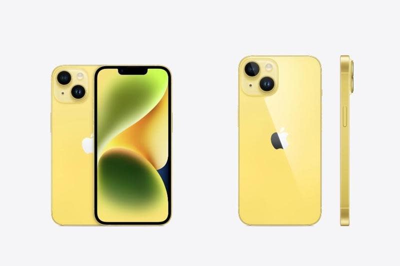 蘋果無預警公告推出黃色i14消息，將於14日正式發售。（翻攝自Apple官網）