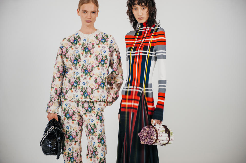 Backstage at the Loewe fall 2024 ready-to-wear show at Paris Fashion Week.