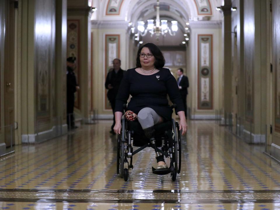 Senator Tammy Duckworth leaving Trump's impeachment trial in 2020.