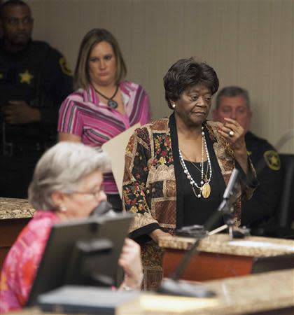 Aime Ruffner leaves the stand after testifying at the hearing to reopen the case for her brother George Stinney Jr. in Sumter, South Carolina January 21, 2014. REUTERS/Randall Hill