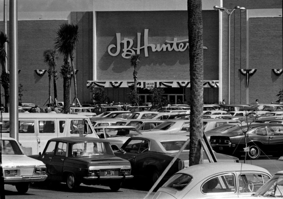 Cars parked at Midway Mall on its opening day on Sept. 16, 1970. JB Hunter was one of the original anchor stores. By 1974 JB Hunter was acquired by Jefferson.
