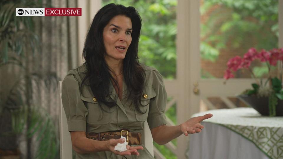 PHOTO: Actress Angie Harmon speaks with ABC News' Juju Chang in an interview that aired May 15, 2024, on 'Good Morning America.' (ABC News)