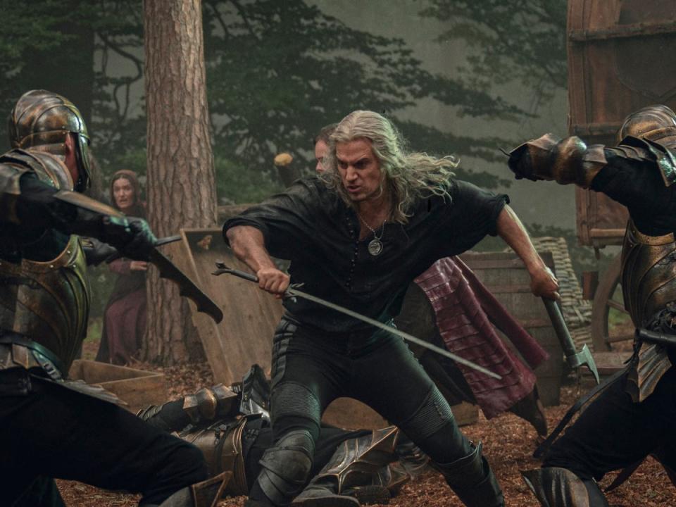 Cavill’s Geralt fights in the latest series of ‘The Witcher’ (Susan Allnutt/Netflix)