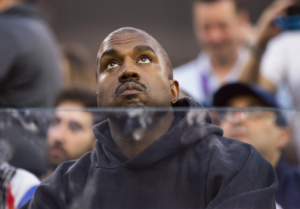 Le rappeur/artiste d'enregistrement Kanye West lors du Super Bowl LVI au stade SoFi le 13 février 2022 à Inglewood, Californie.  (Photo: Mark J. Rebilas-USA TODAY Sports)