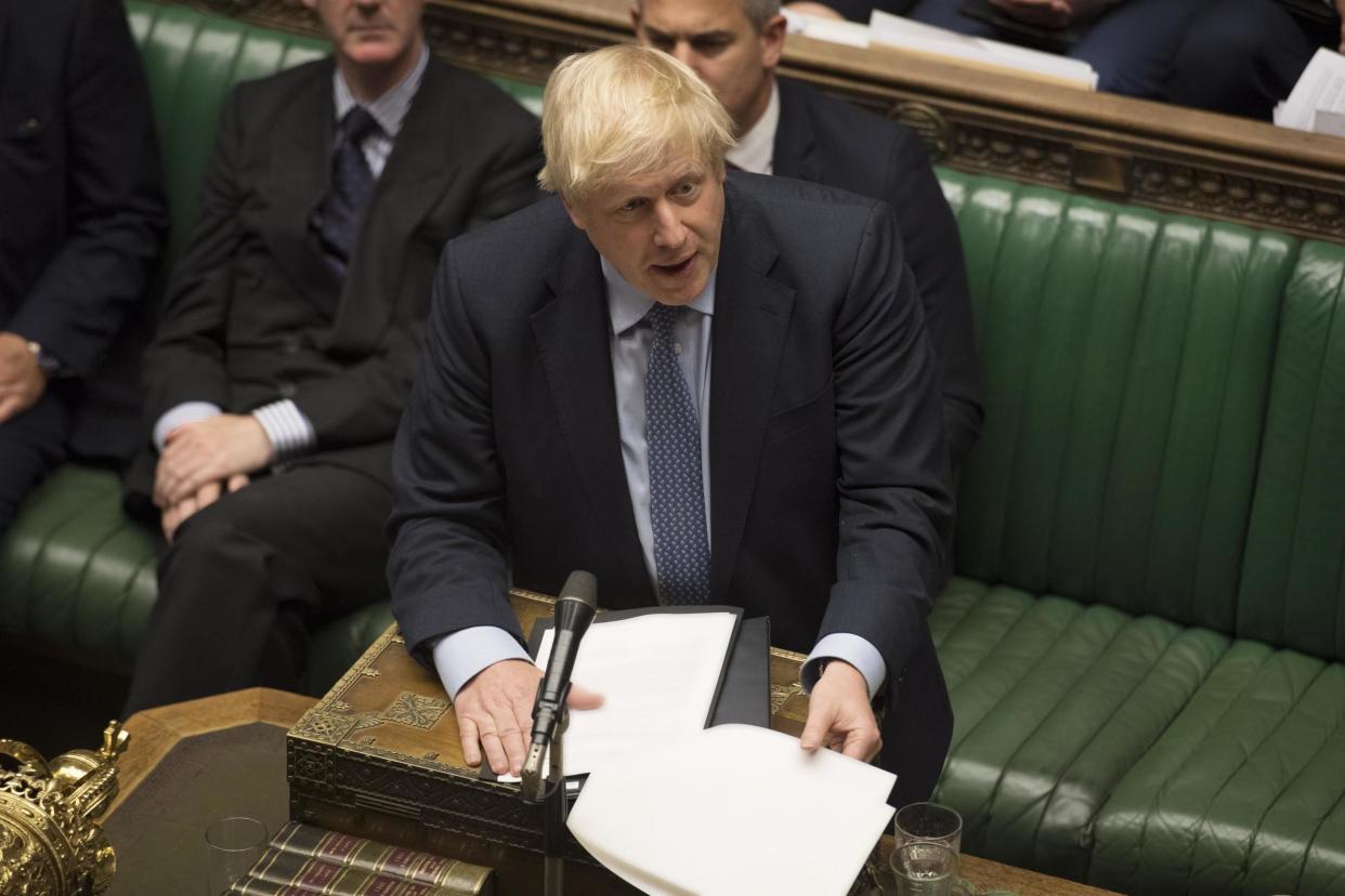Boris Johnson addresses the Commons as MPs debate Brexit: EPA