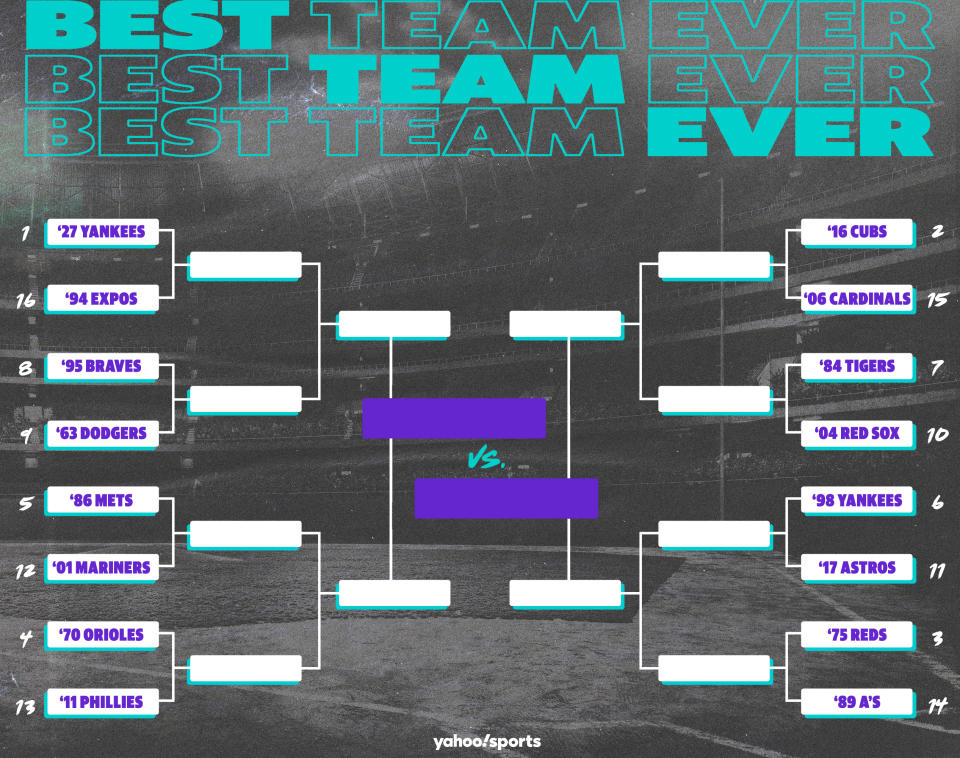 Best Teams Ever bracket series: MLB edition, Round 1. (Yahoo Sports illustration)