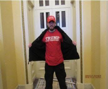 Lexington resident Dalton Ray Crase inside the U.S. Capitol on Jan. 6. He was charged in connection to the riots.