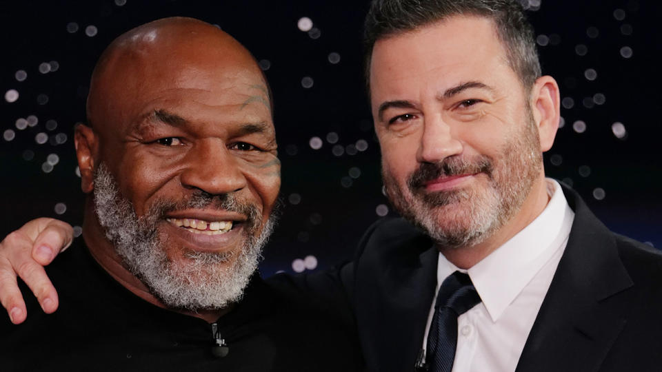 Mike Tyson discussed his widely-publicised fistfight with an irritating airplane passenger earlier this year with Jimmy Kimmel. (Randy Holmes via Getty Images)