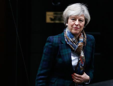 Prime Minister Theresa May leaves 10 Downing Street, London, January 31, 2017. REUTERS/Peter Nicholls