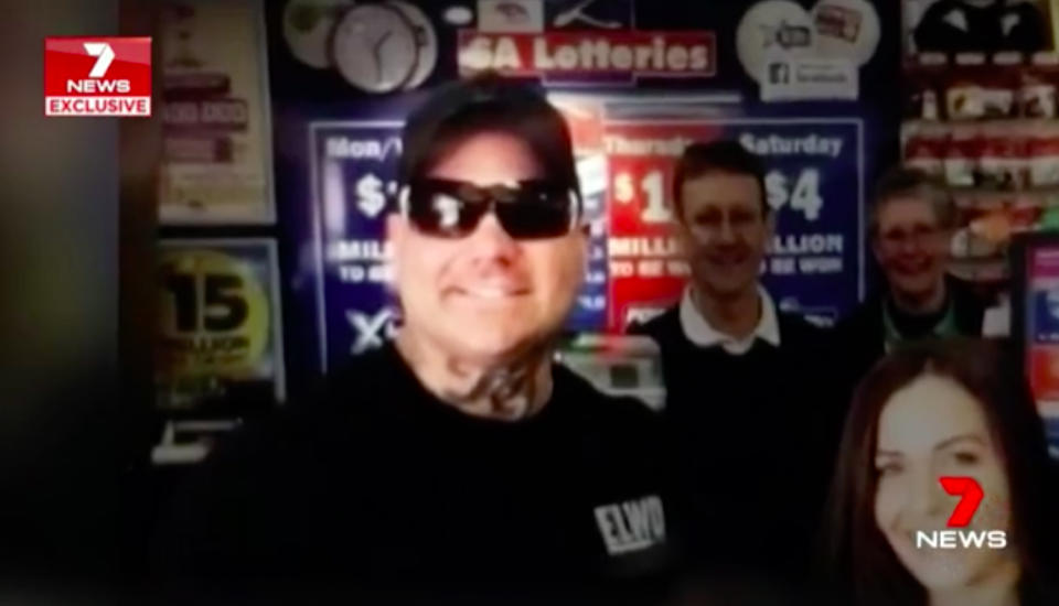 Former bikie Jamie Brown has won a $2 million Lotto jackpot in Morphett Vale. Source: 7 News