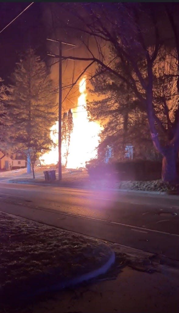 Scene of a house explosion just southwest of downtown Ann Arbor, Michigan where one person was injured on Feb, 19, 2024.