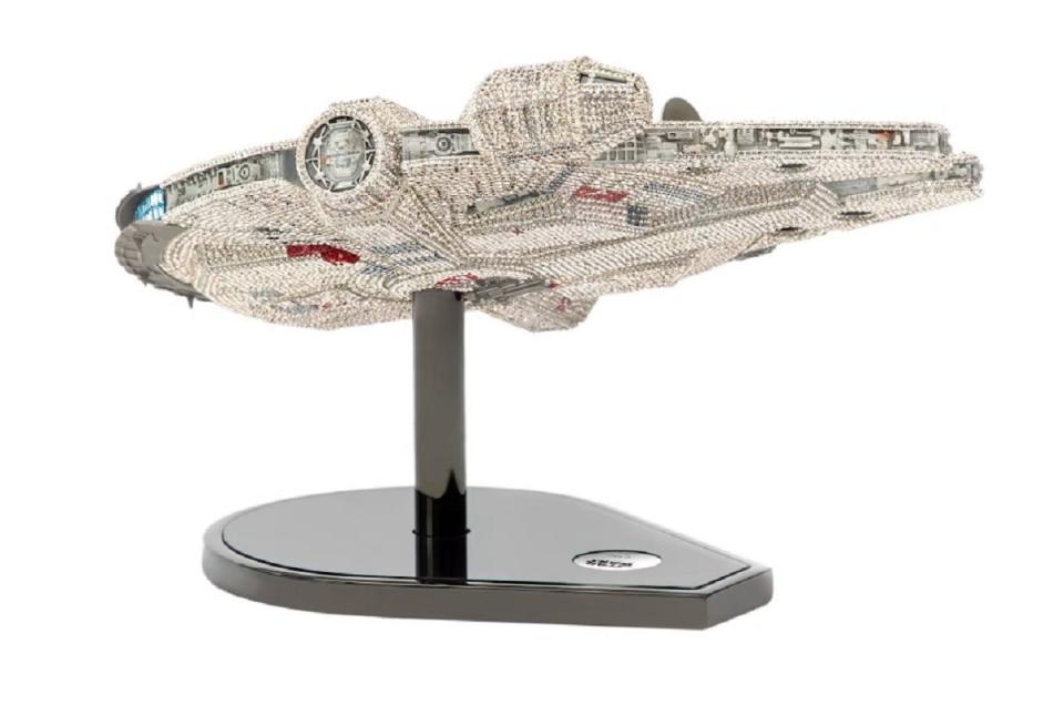 The limited edition Swarovski Crystal Millennium Falcon, encrusted with 25,000 crystals.