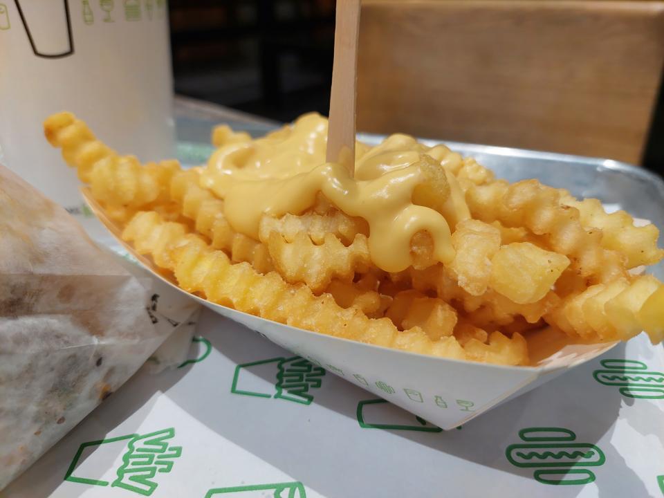 The cheesy fries from Shake Shack in a tray